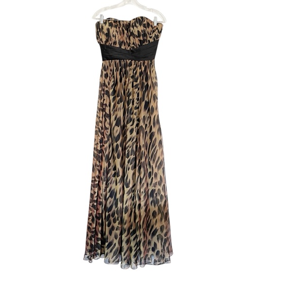 La femme Strapless Leapord Animal Print Chiffon Maxi Prom Formal Dress size 8 - Picture 1 of 9